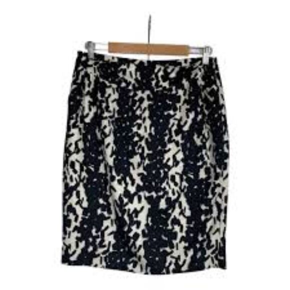HOBBS Silk & Wool Blend Monochrome Print Pencil Skirt w POCKETS US 8 or UK 12 - Picture 1 of 6